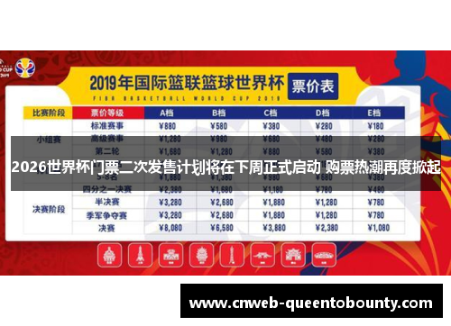 2026世界杯门票二次发售计划将在下周正式启动 购票热潮再度掀起